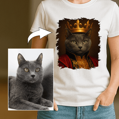 Katze als König – Damen-T-Shirt mit Aufdruck für Katzenliebhaber - Emmygift.de