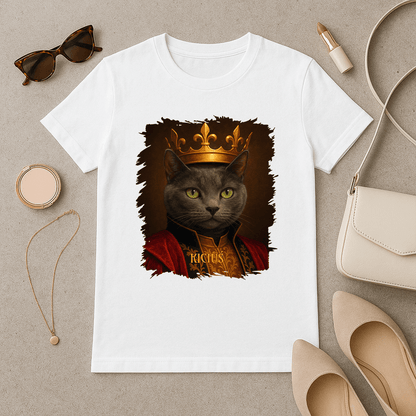 Katze als König – Damen-T-Shirt mit Aufdruck für Katzenliebhaber - Emmygift.de