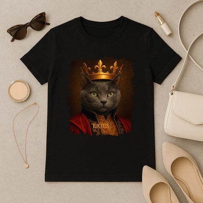 Katze als König – Damen-T-Shirt mit Aufdruck für Katzenliebhaber - Emmygift.de