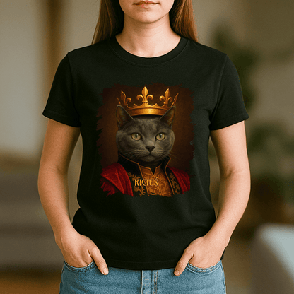 Katze als König – Damen-T-Shirt mit Aufdruck für Katzenliebhaber - Emmygift.de