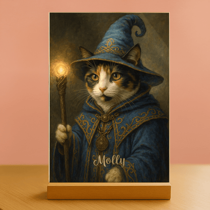 Katze als Zauberer - Acrylglas Porträt für Katzenliebhaber - Emmygift.de