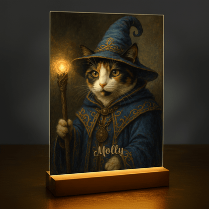 Katze als Zauberer - Acrylglas Porträt für Katzenliebhaber - Emmygift.de