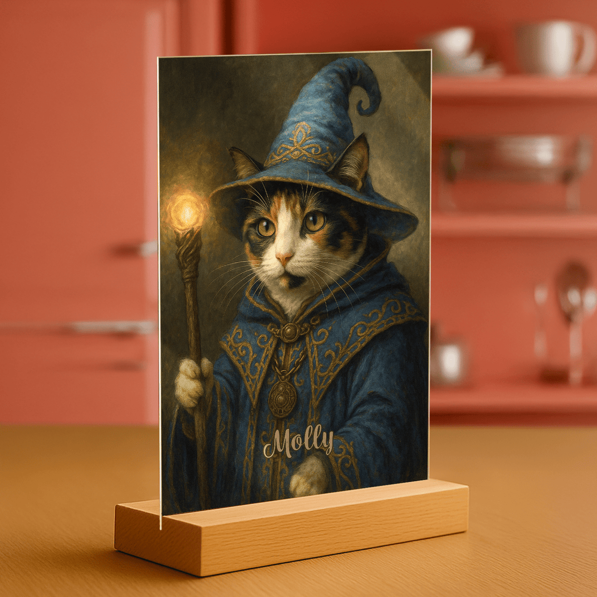 Katze als Zauberer - Acrylglas Porträt für Katzenliebhaber - Emmygift.de