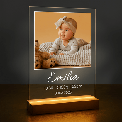 Kinderdatenblatt – personalisierter Druck auf Glas für Eltern - Emmygift.de