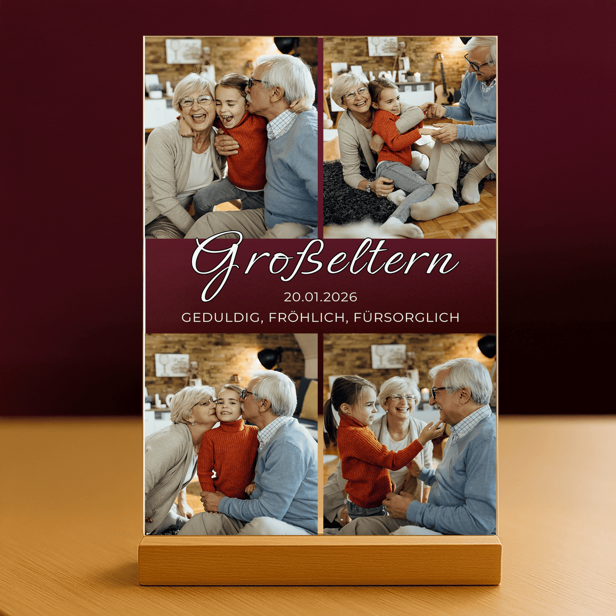 Liebe Großeltern Collage – personalisierter Druck auf Glas für den Großvater - Emmygift.de