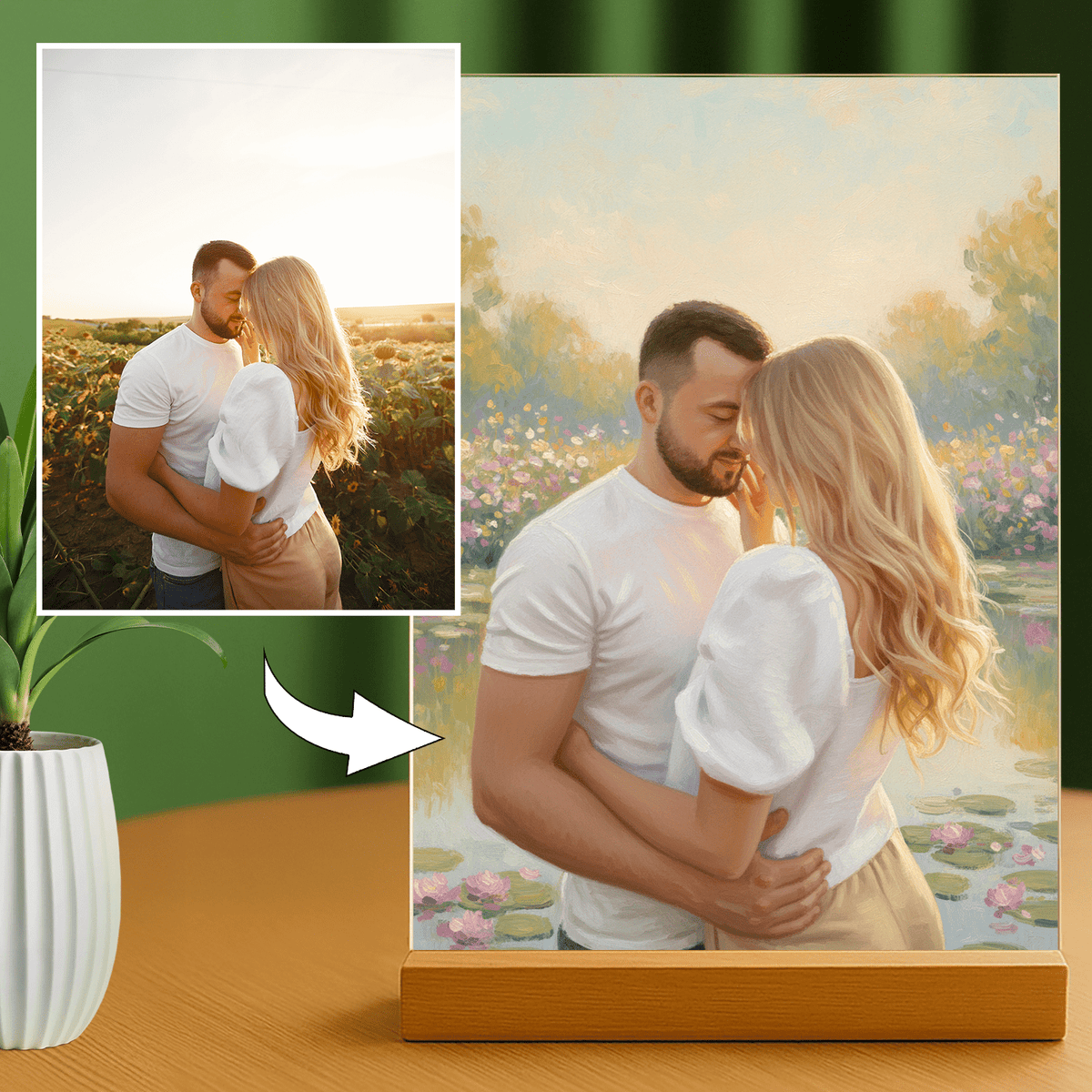 Liebe im Impressionenstil - Acrylglas-Porträt für Paare - Emmygift.de