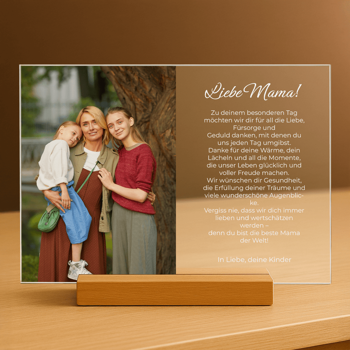 Liebe Mama! – personalisierter Druck auf Glas für Mama - Emmygift.de