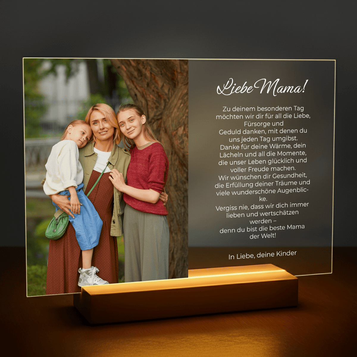 Liebe Mama! – personalisierter Druck auf Glas für Mama - Emmygift.de
