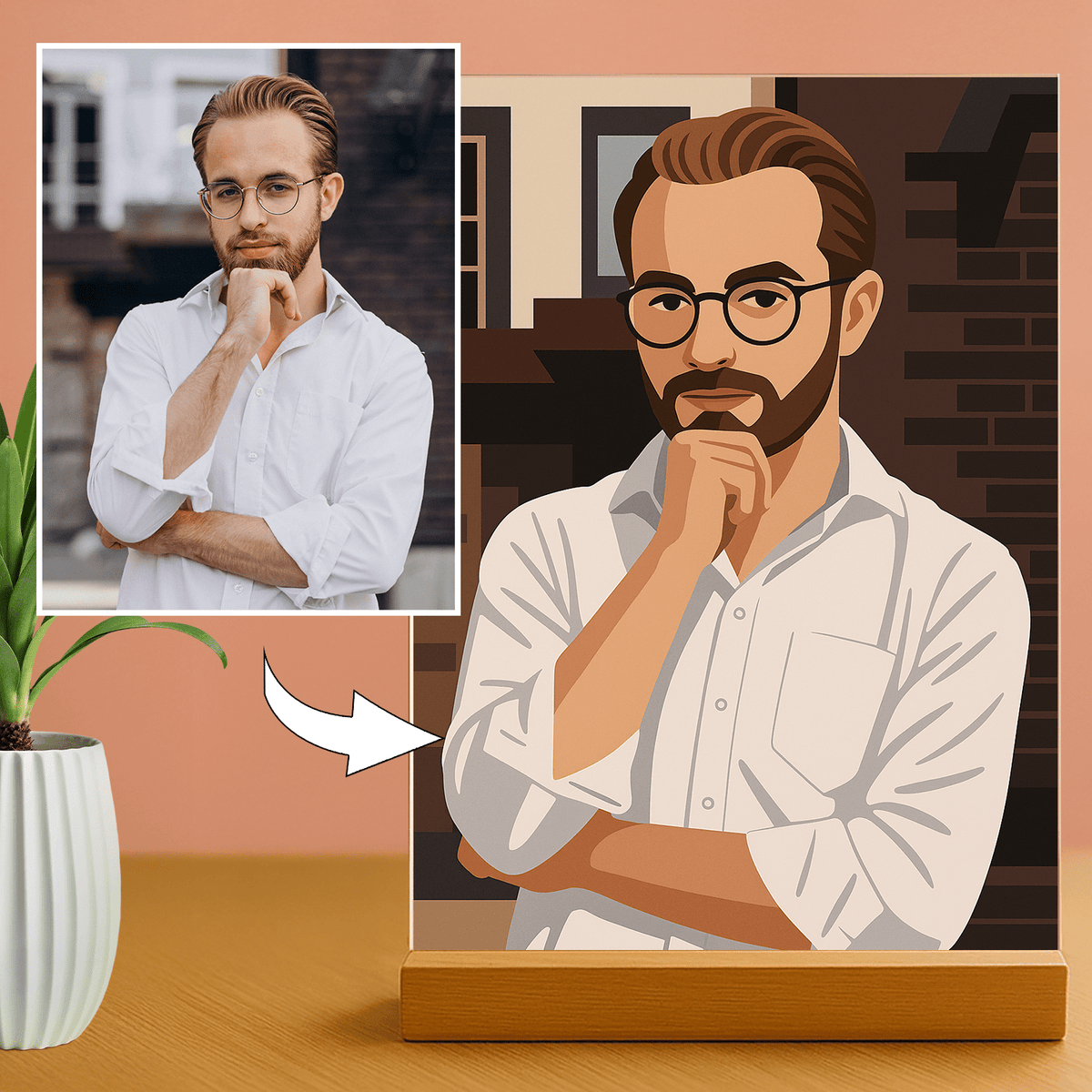 Mann im modernen grafischen Stil - Acrylglas Porträt für Mann - Emmygift.de