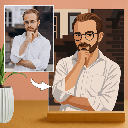 Mann im modernen grafischen Stil - Acrylglas Porträt für Mann - Emmygift.de