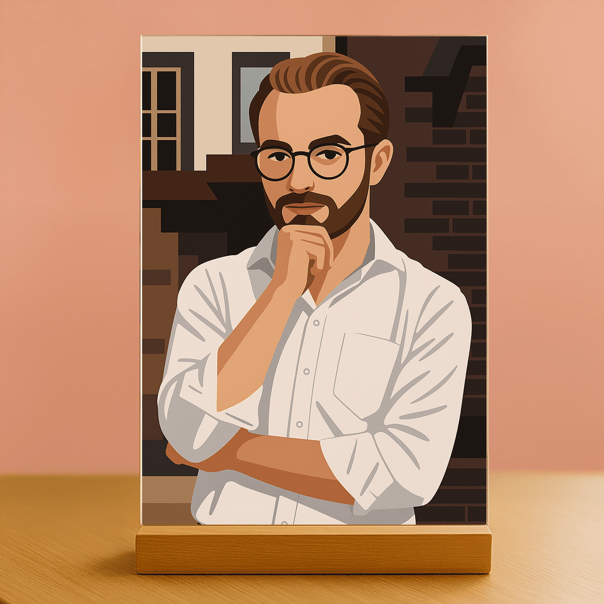 Mann im modernen grafischen Stil - Acrylglas Porträt für Mann - Emmygift.de