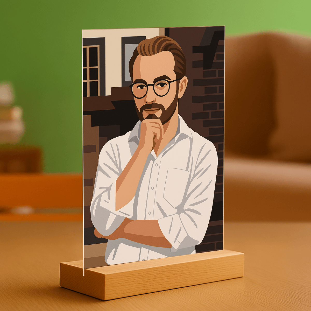 Mann im modernen grafischen Stil - Acrylglas Porträt für Mann - Emmygift.de