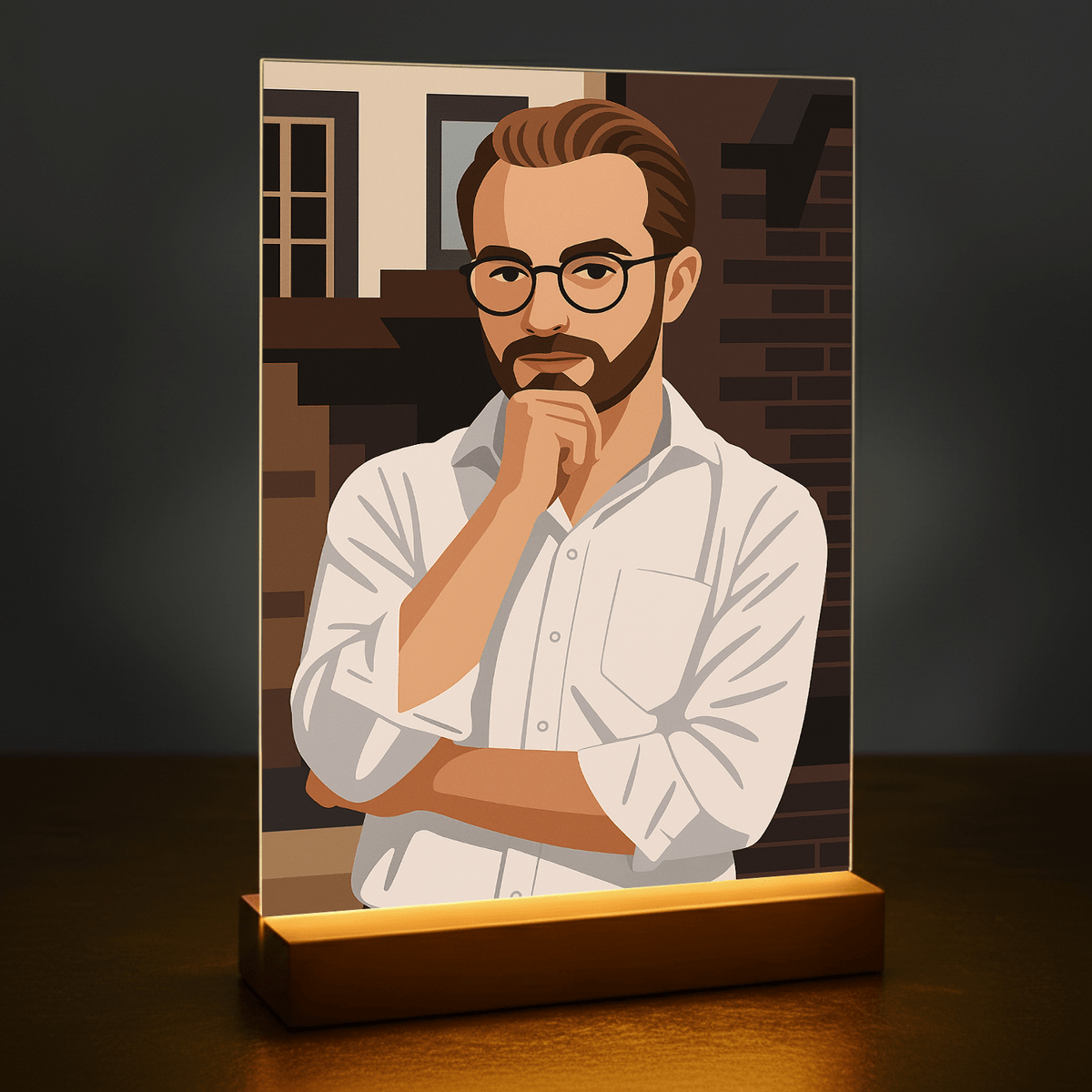 Mann im modernen grafischen Stil - Acrylglas Porträt für Mann - Emmygift.de