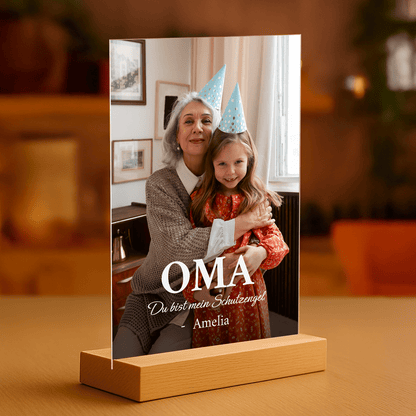 Oma, du bist ein Schutzengel – personalisierter Glasdruck für die Oma - Emmygift.de