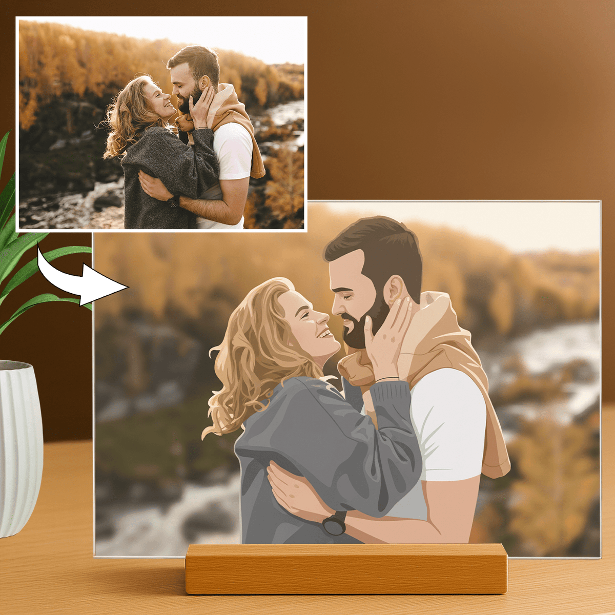 Paar im Illustrationsstil - Acrylglas-Porträt für ein Paar - Emmygift.de