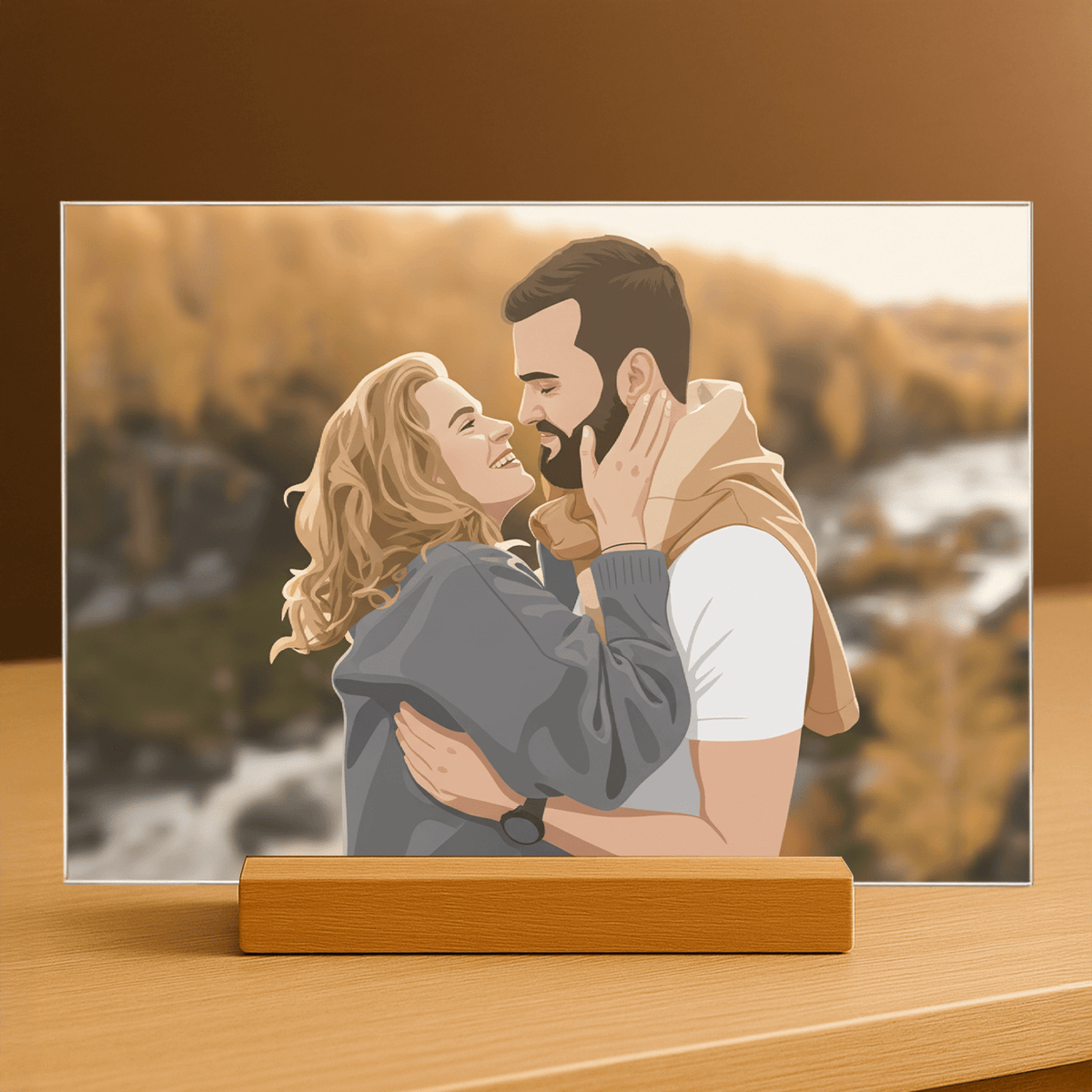 Paar im Illustrationsstil - Acrylglas-Porträt für ein Paar - Emmygift.de