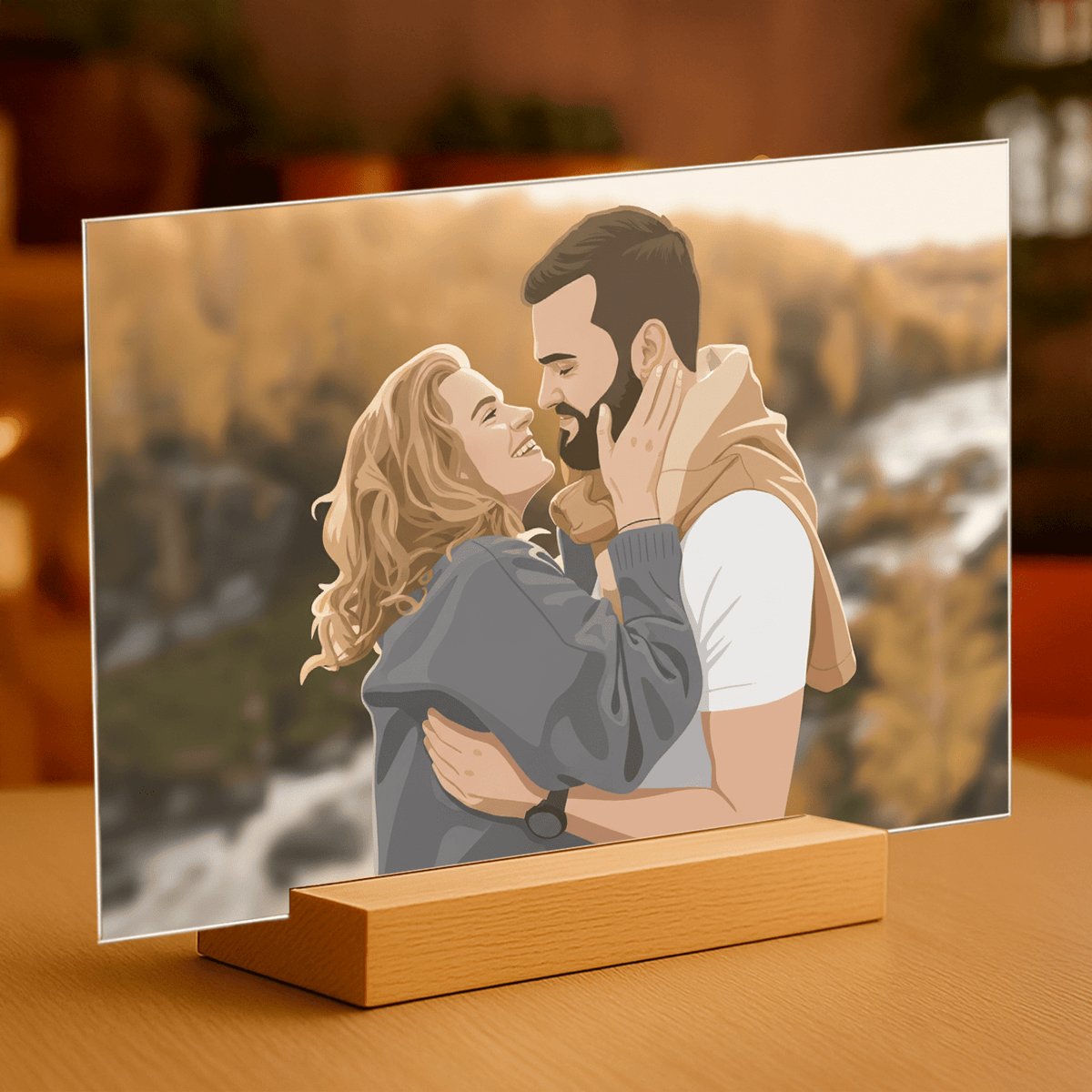 Paar im Illustrationsstil - Acrylglas-Porträt für ein Paar - Emmygift.de