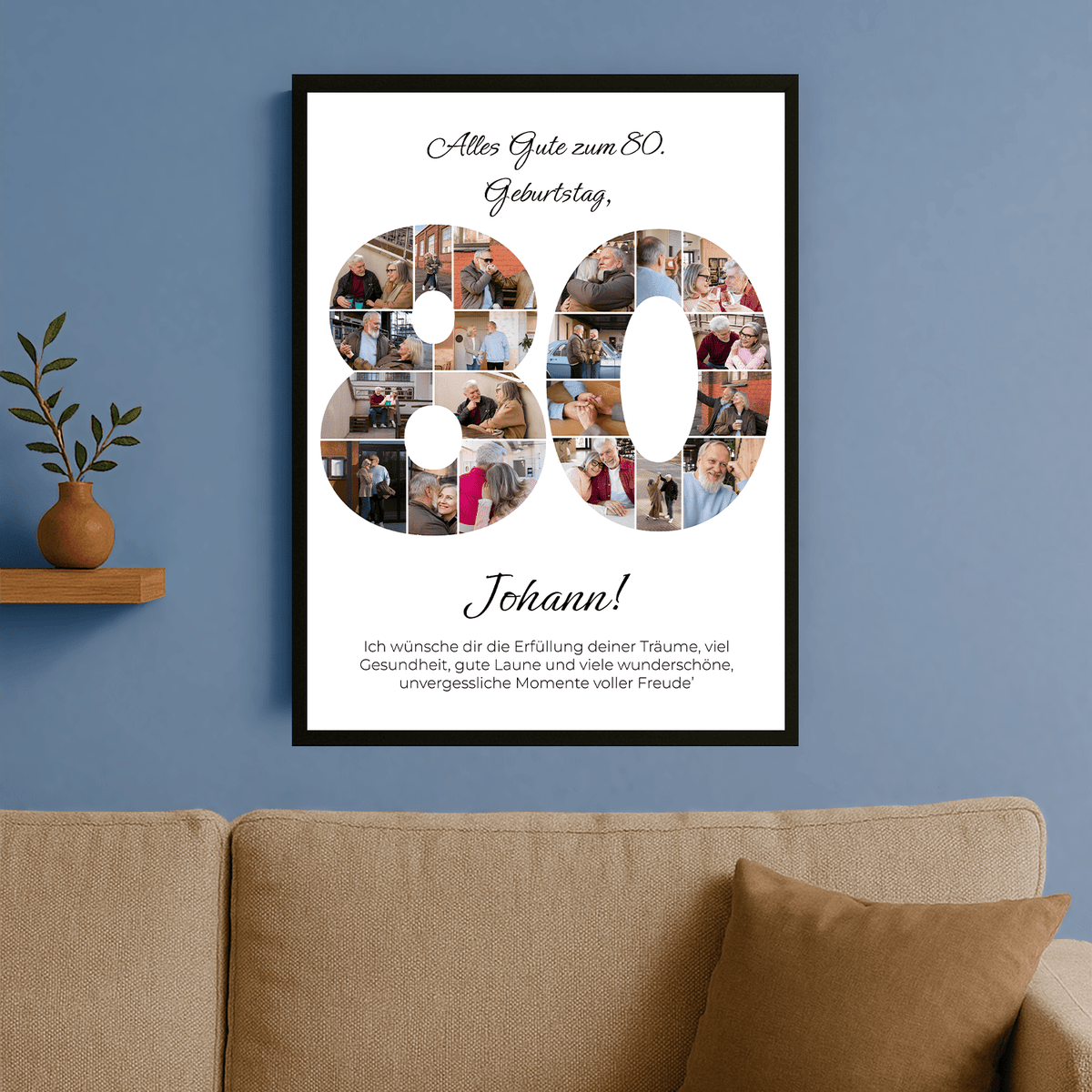 Personalisierte Fotocollage – Erinnerungs Poster zum 80. Geburtstag - Emmygift.de