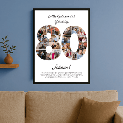 Personalisierte Fotocollage – Erinnerungs Poster zum 80. Geburtstag - Emmygift.de