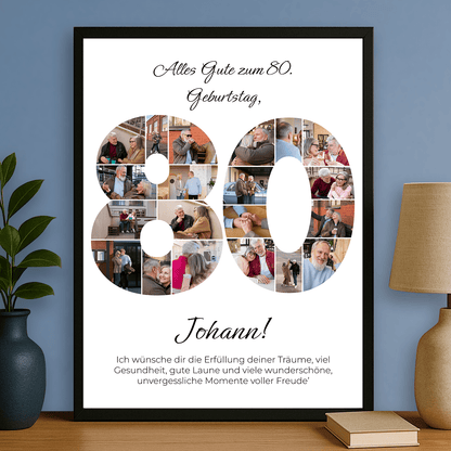 Personalisierte Fotocollage – Erinnerungs Poster zum 80. Geburtstag - Emmygift.de