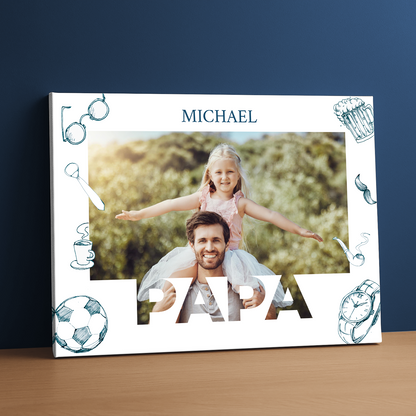 Foto mit Papa – personalisierter Leinwanddruck