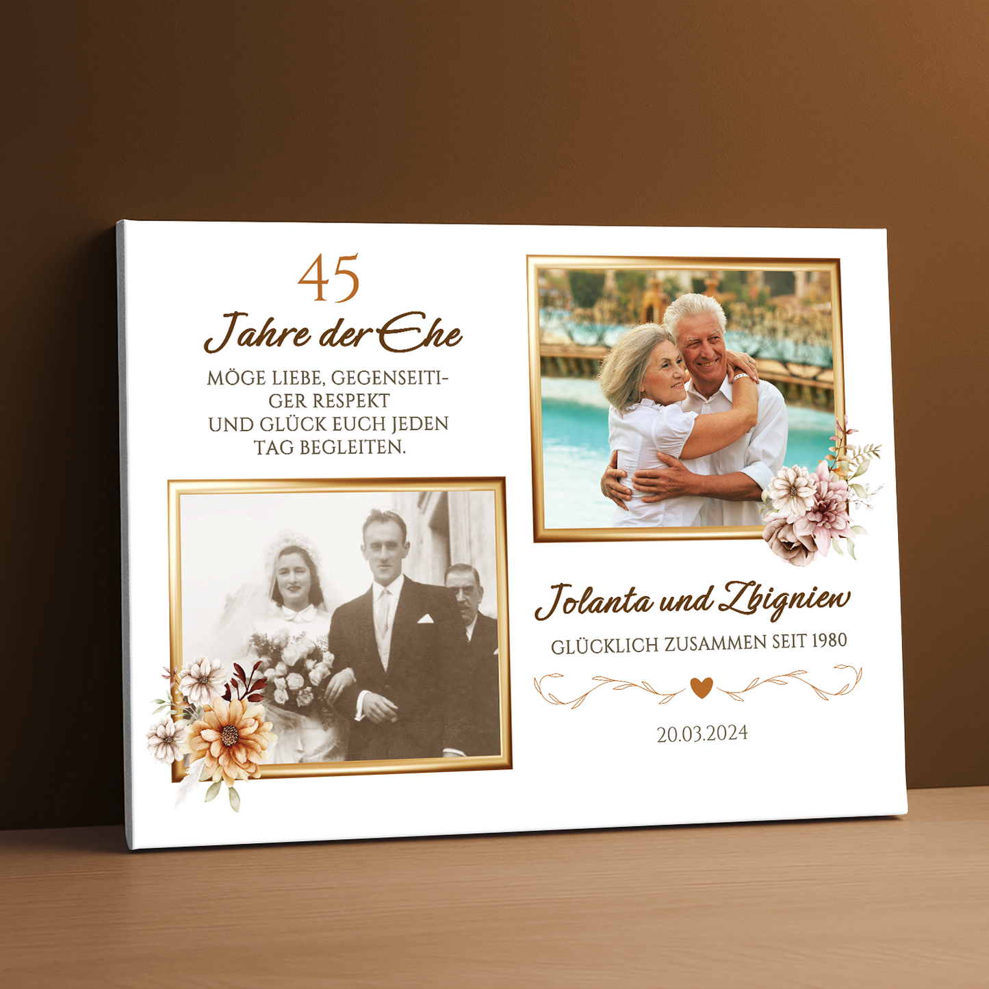 45 Jahre Ehe – personalisierter Leinwanddruck