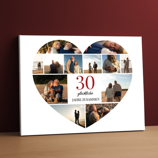 30 glückliche Jahre – personalisierter Leinwanddruck
