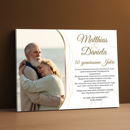 Zum 50. Hochzeitstag – personalisierter Leinwanddruck