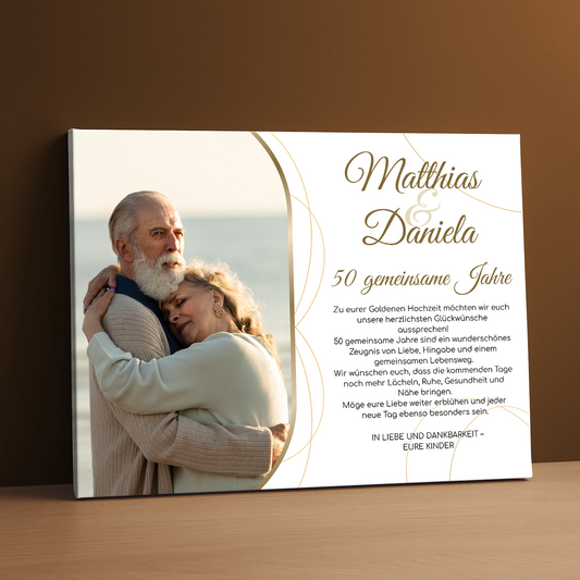Zum 50. Hochzeitstag – personalisierter Leinwanddruck