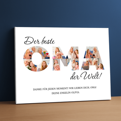 Die beste Oma der Welt – eine Collage auf Leinwand für die Oma