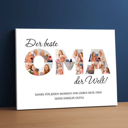 Die beste Oma der Welt – eine Collage auf Leinwand für die Oma