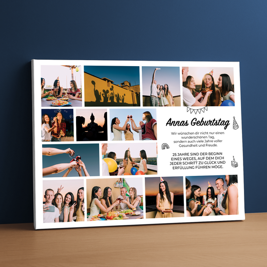 Zu deinem 25. Geburtstag – Fotocollage auf Leinwand für eine Freundin