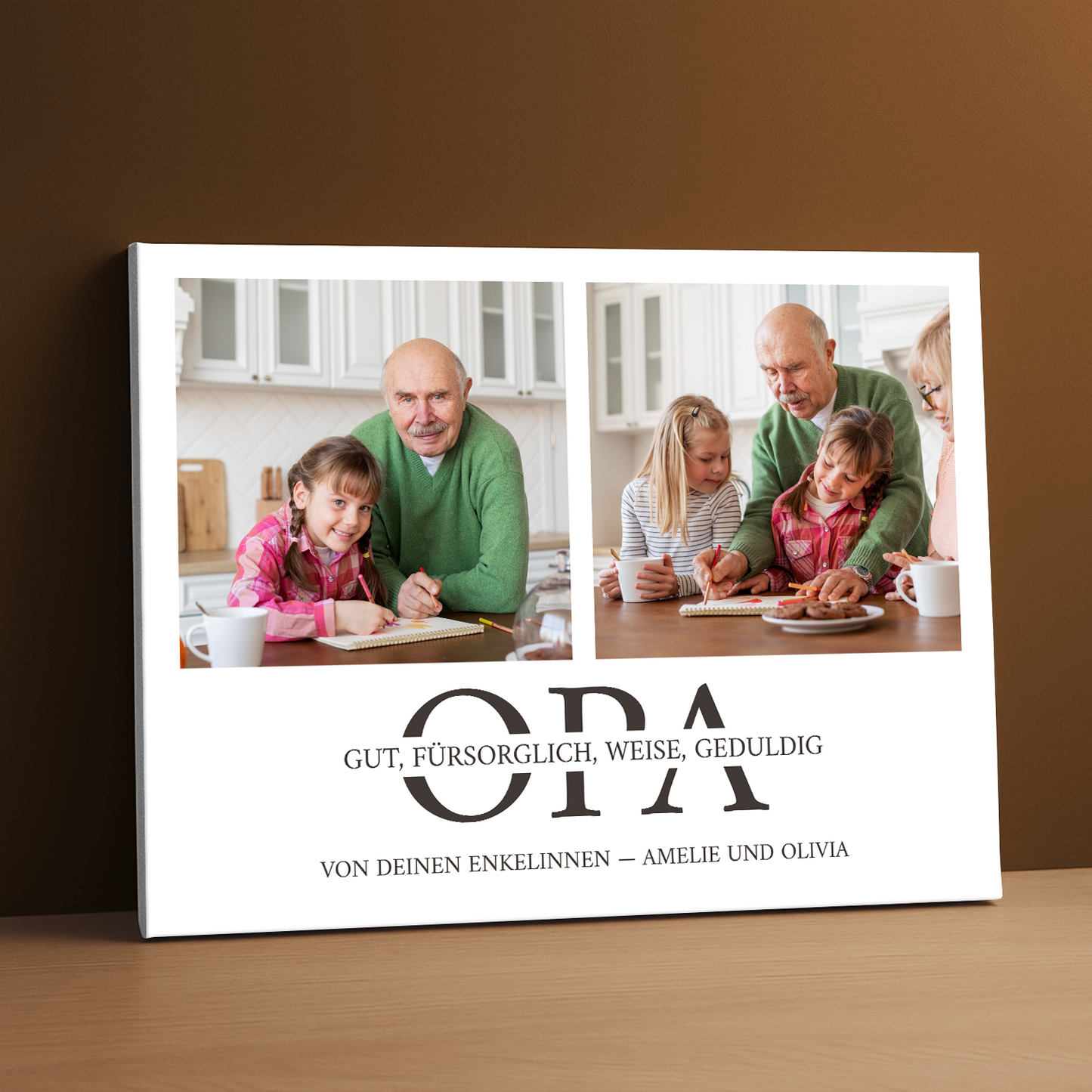 Guter und fürsorglicher Opa - Leinwandcollage für Opa