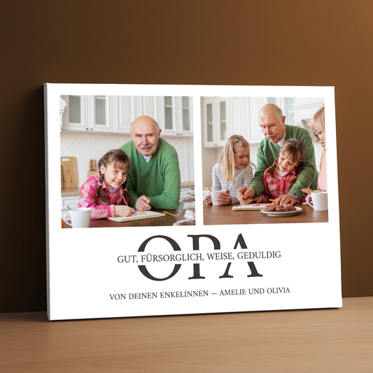Guter und fürsorglicher Opa - Leinwandcollage für Opa