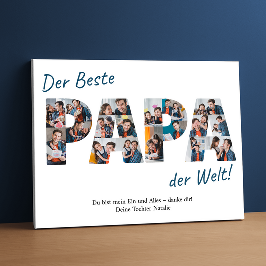 Der beste Papa der Welt – Collage – personalisierter Leinwanddruck