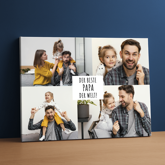 Bester Papa der Welt – Fotokollage, personalisierter Leinwanddruck