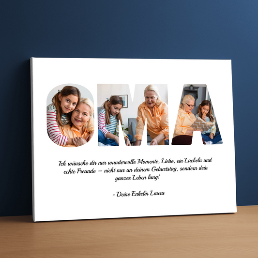 Wunderschöne Momente mit Oma – eine Collage auf Leinwand für die Oma