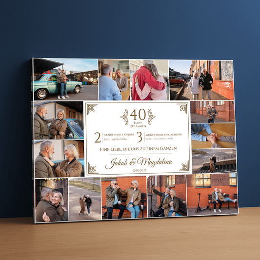 40 Jahre zusammen – Collage – personalisierter Leinwanddruck