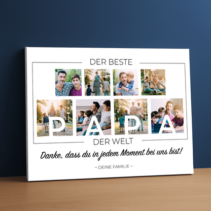 „Der beste Papa der Welt“ – Collage – personalisierter Leinwanddruck
