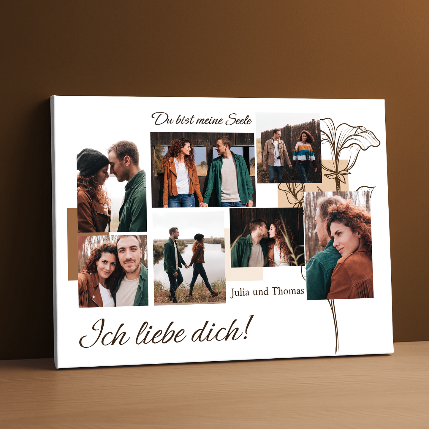 Du bist meine Seele – Collage – personalisierter Leinwanddruck für Paare