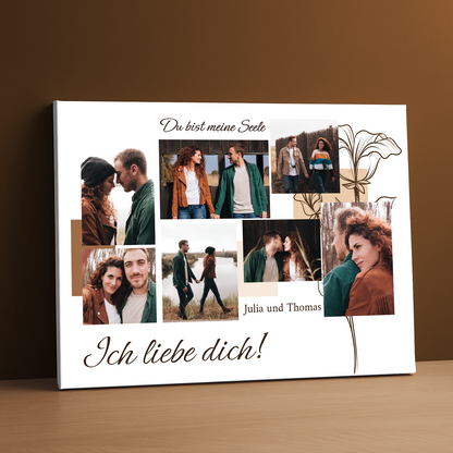 Du bist meine Seele – Collage – personalisierter Leinwanddruck für Paare
