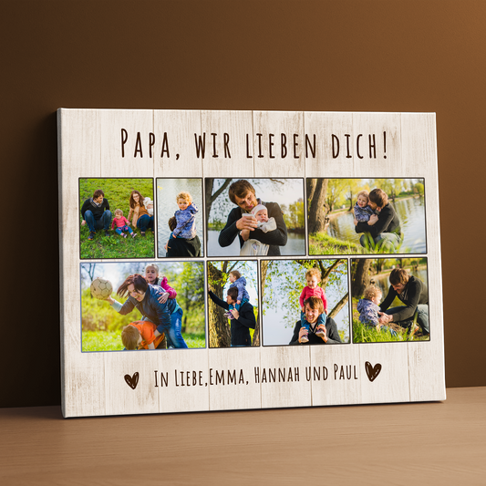 Papa, wir lieben dich – personalisierter Leinwanddruck