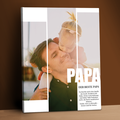 Das beste Papa-Foto + Text – personalisierter Leinwanddruck