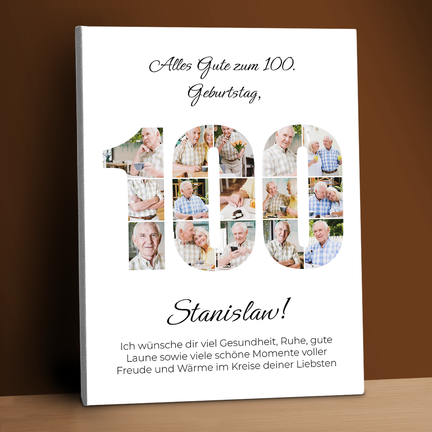 100. Geburtstag – Collage auf Leinwand für einen Mann