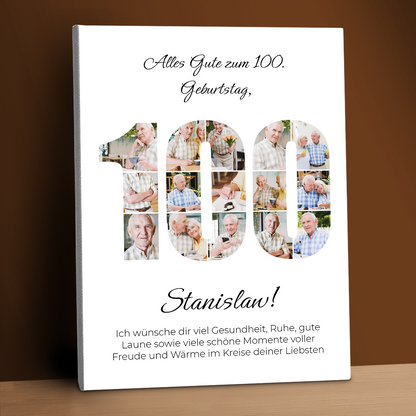 100. Geburtstag – Collage auf Leinwand für einen Mann