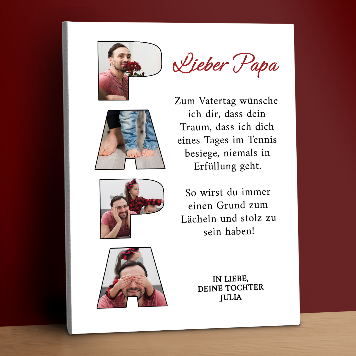 Lieber Papa – personalisierter Leinwanddruck