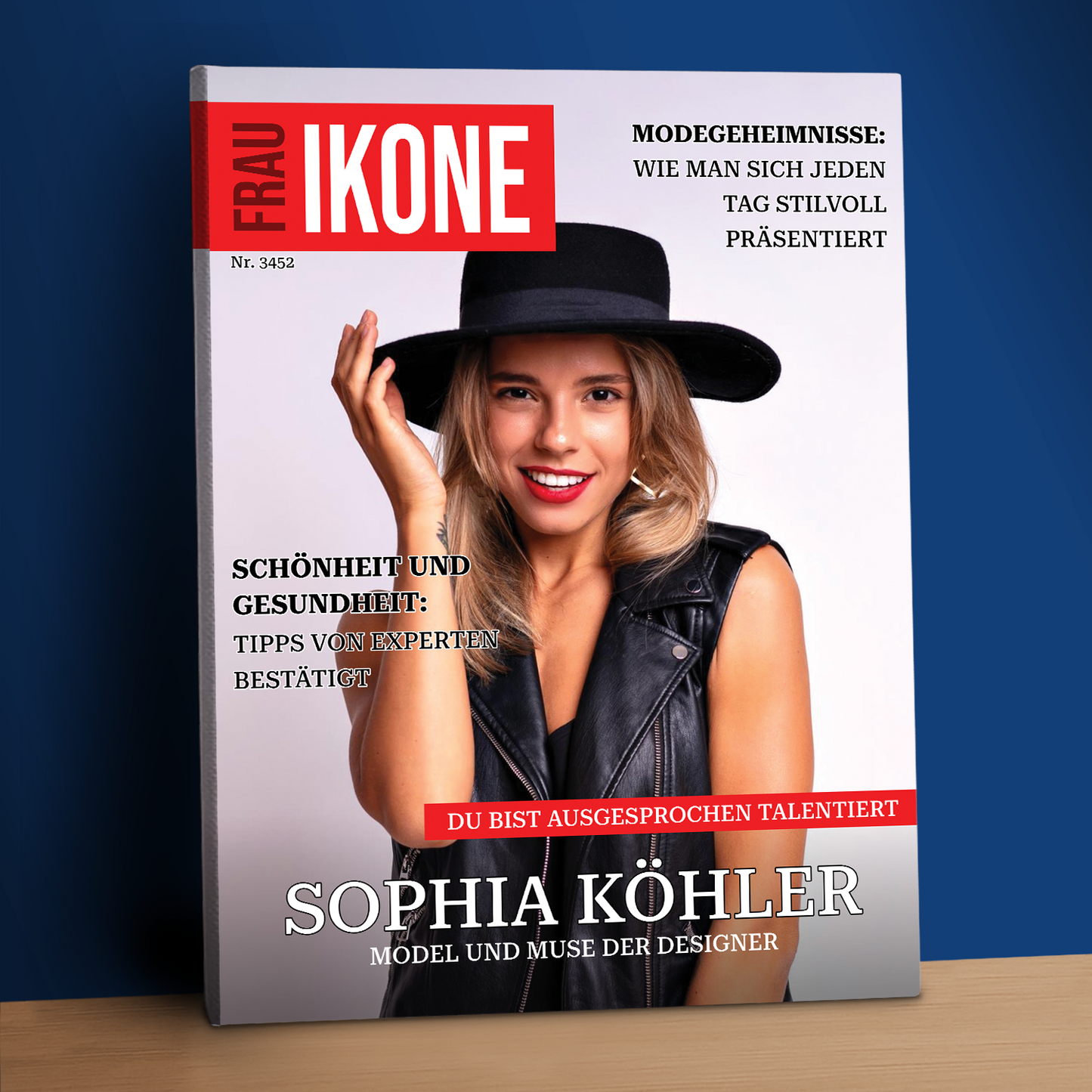 Ihr ganz persönliches Magazin-Cover – ein personalisierter Leinwanddruck für sie