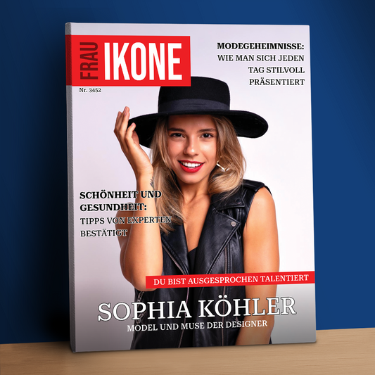 Ihr ganz persönliches Magazin-Cover – ein personalisierter Leinwanddruck für sie