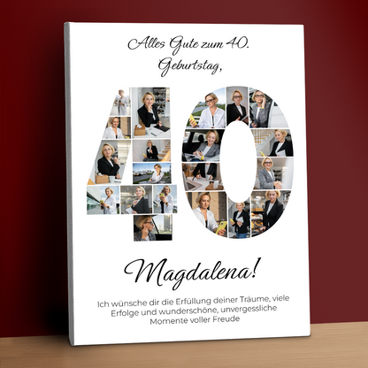 Zum 40. Geburtstag – Fotocollage auf Leinwand für sie