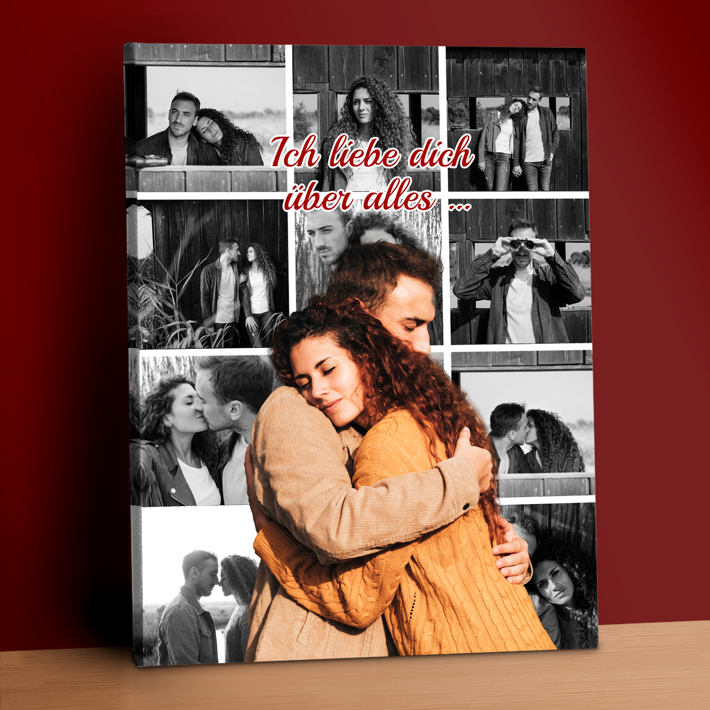 Ich liebe dich über alles – Fotocollage auf Leinwand für Paare